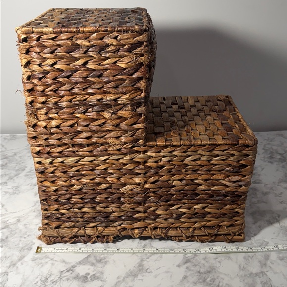 Woven Stair Step Basket Organizer with Handles - Picture 6 of 10